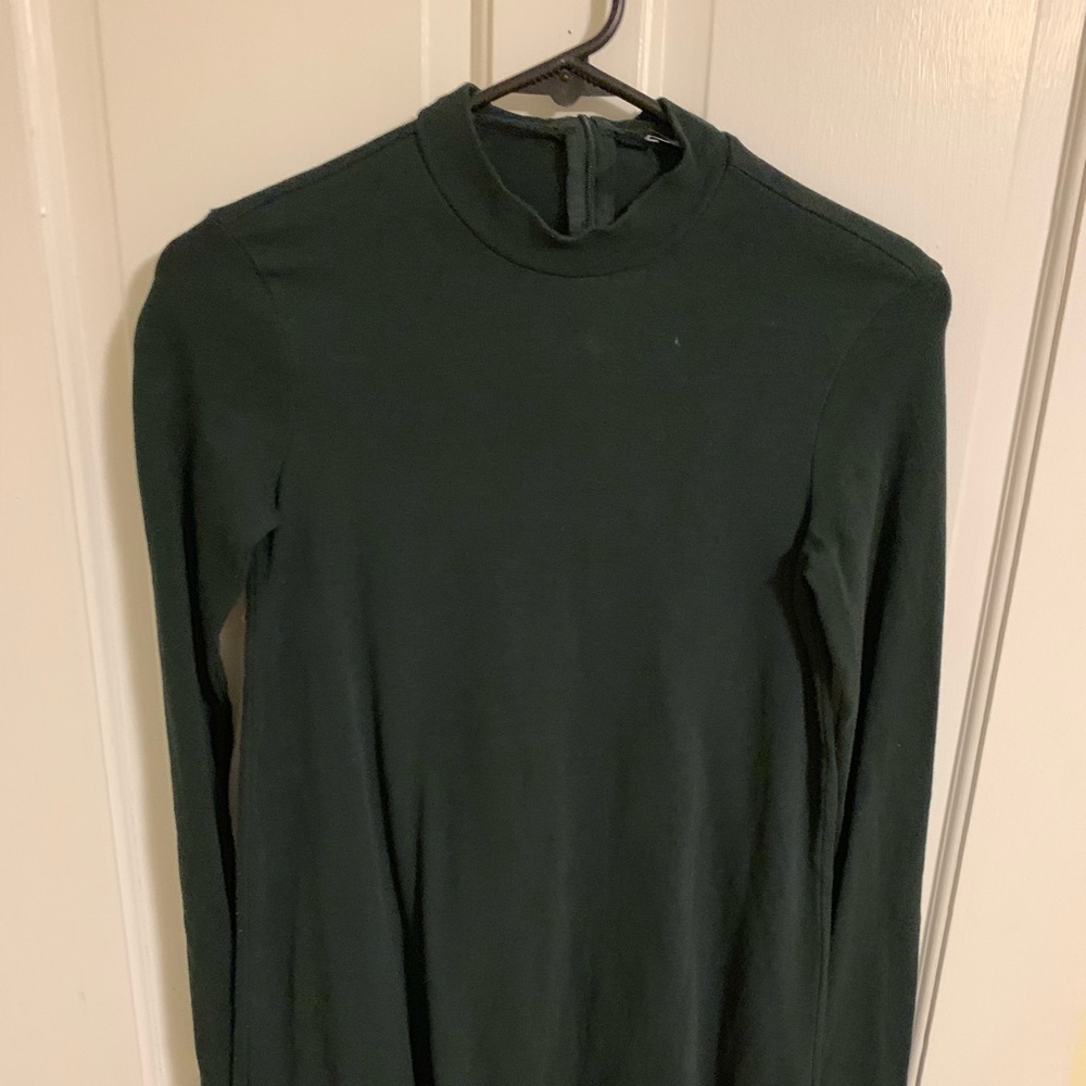 Dark green mock neck dress